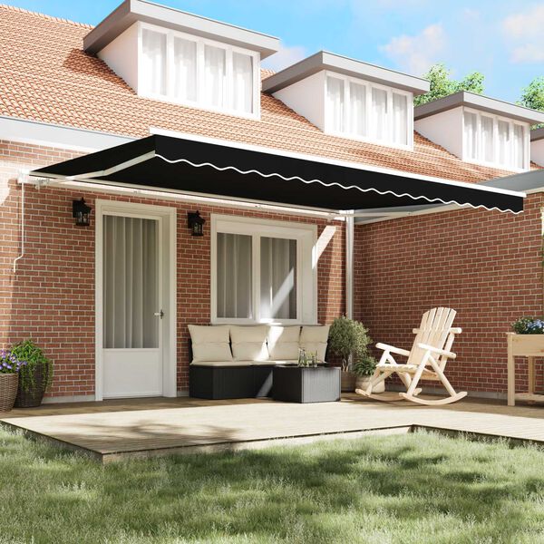 vidaXL Retractable Awning Black 450 x 300 cm Polyester and Metal