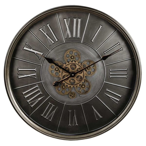 Gifts Amsterdam Wall Clock Radar Round Antique Silver 60cm