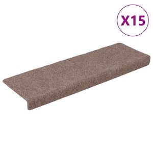 vidaXL Stair Mats Self-adhesive 15 pcs 65x21x4 cm Light Brown Rectangular Edge
