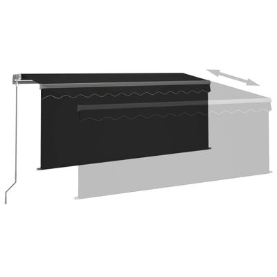 vidaXL Manual Retractable Awning with Blind&LED 3x2.5m Anthracite