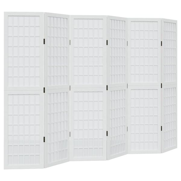 vidaXL Room Divider 6 Panels White Solid Wood Paulownia