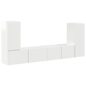 vidaXL TV Cabinet Set 4 pcs High Gloss White Engineered Wood