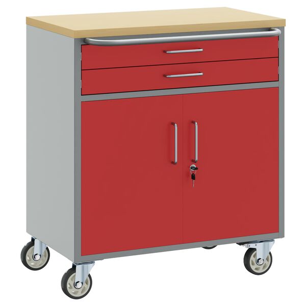 vidaXL Work Cabinet with Drawer 2 pcs Red and Grey 100 x 55 x 85 cm