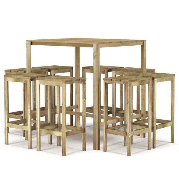 vidaXL 9 Piece Garden Bar Set Impregnated Pinewood