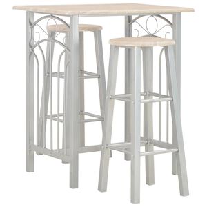 vidaXL 3 Piece Bar Set Wood and Steel