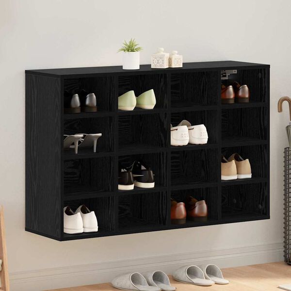 vidaXL Shoe Cabinet Black Oak 103 x 30 x 67 cm Engineered Wood