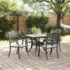 vidaXL Garden Table Set 5 pcs Black Cast Aluminium