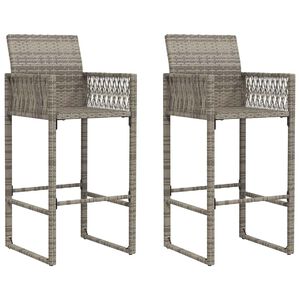 vidaXL Garden Bar Stools 2 pcs Grey Poly Rattan