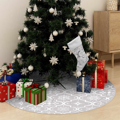 vidaXL Luxury Christmas Tree Skirt with Sock White 90 cm Fabric
