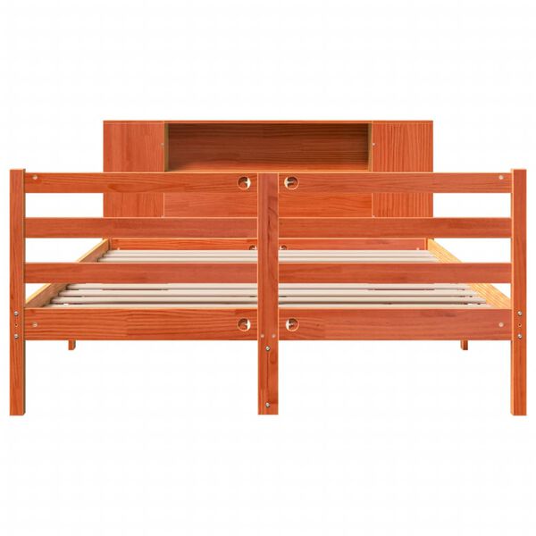 vidaXL Bookcase Bed without Mattress Wax Brown 160x200 cm Solid Wood Pine
