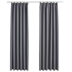 vidaXL Blackout Curtains with Hooks 2 pcs Grey 140x175 cm