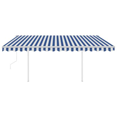 vidaXL Automatic Retractable Awning with Posts 4.5x3 m Blue&White