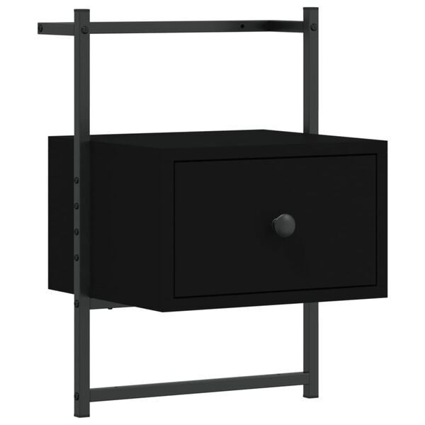 vidaXL Bedside Cabinet Wall-mounted Black 35x30x51 cm Engineered Wood