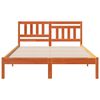 vidaXL Bed Frame with Headboard Wax Brown 120 x 190 cm Solid Pine Wood