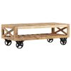 vidaXL Coffee Table with Wheels Solid Mango Wood 110x50x37 cm