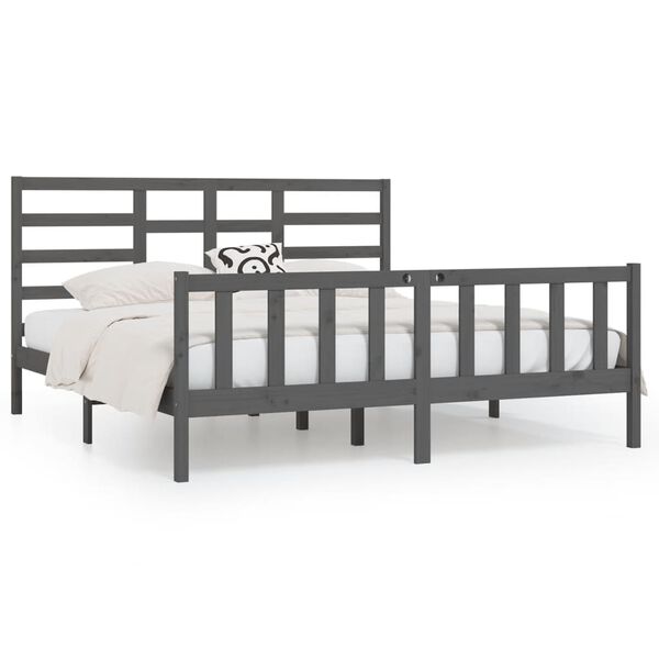 vidaXL Bed Frame without Mattress Grey 200x200 cm Solid Wood Pine