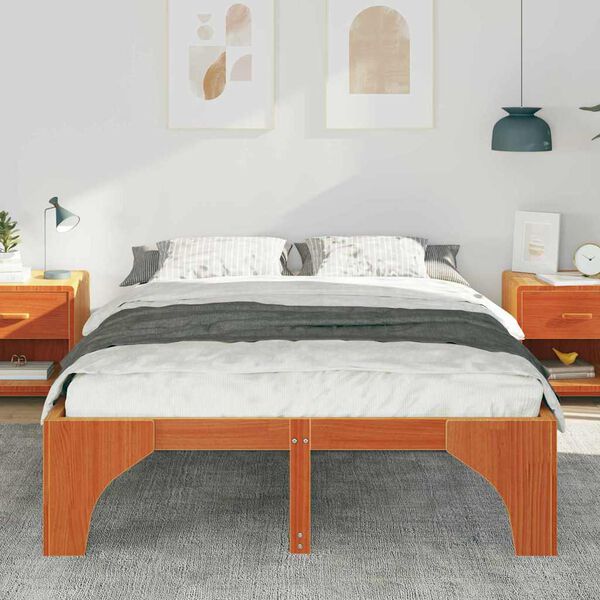 vidaXL Bed Frame Brown 140 x 200 cm Solid Pine Wood