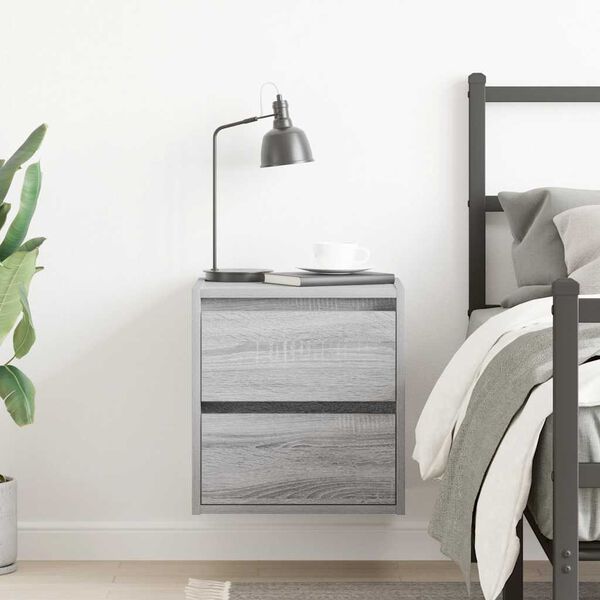 vidaXL Wall-mounted Bedside Cabinet Grey Sonoma 38x34x40 cm