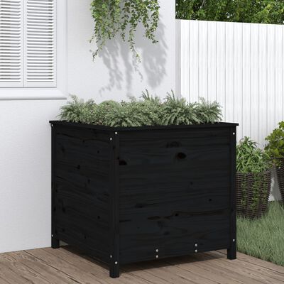 vidaXL Garden Planter Black 82.5x82.5x78 cm Solid Wood Pine