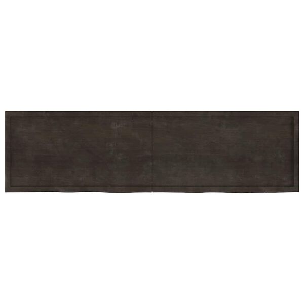 vidaXL Table Top Dark Brown 220x60x(2-4) cm Treated Solid Wood Oak