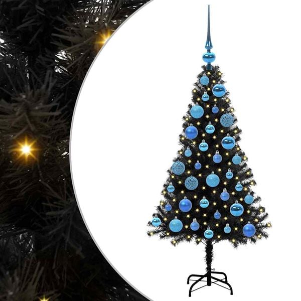 vidaXL Christmas Tree with 150 LEDs with Stand Black 120 cm PVC
