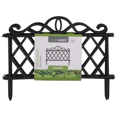 ProGarden Decorative Garden Fence 5 pcs PP Black 48x34 cm