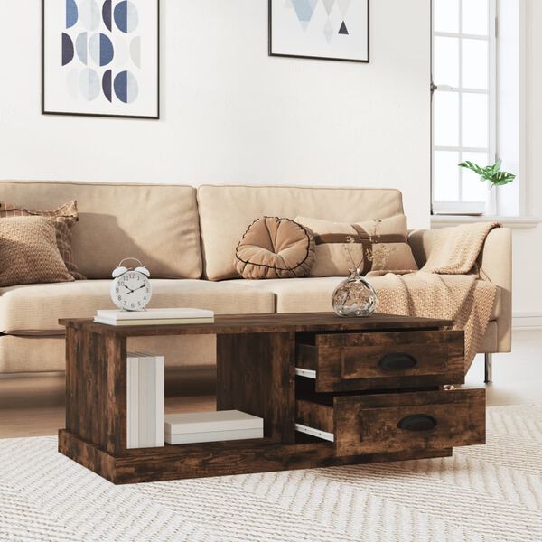 vidaXL Coffee Table Smoked Oak 90x50x35 cm Engineered Wood