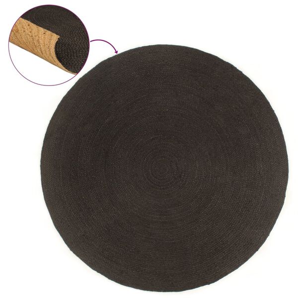 vidaXL Braided Rug Reversible Anthracite and Natural 120 cm Jute Round