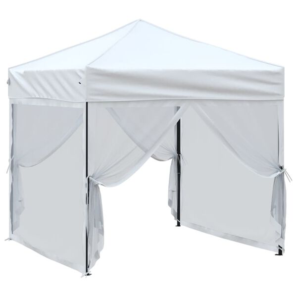 vidaXL Folding Party Tent with Sidewalls White 2x2 m