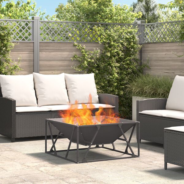 vidaXL Fire Pit Black 80 x 80 x 40 cm Steel