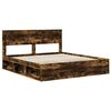 vidaXL Bed Frame Smoked Oak 180 x 200 cm Solid Pine Wood