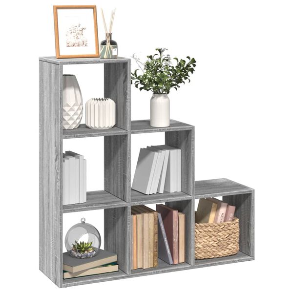 vidaXL Room Divider Bookcase&nbsp;3-Tier&nbsp;Grey Sonoma 99x29x99 cm Engineered Wood