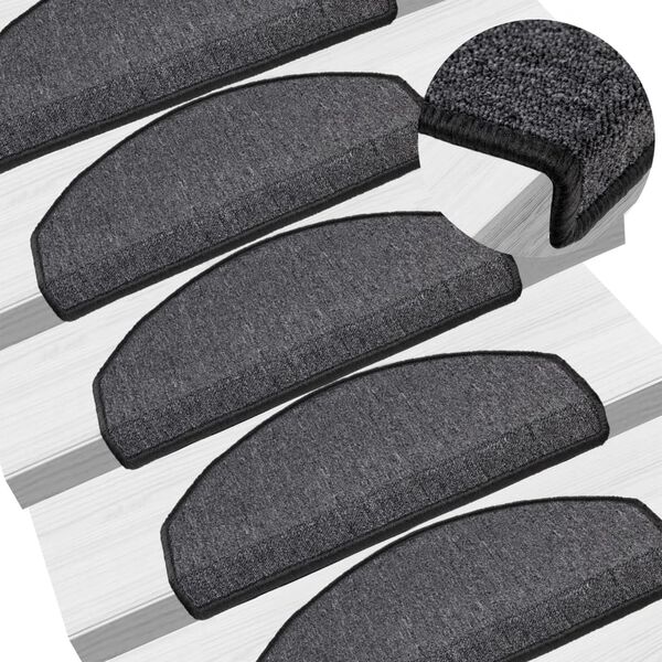 vidaXL Stair Mats 10 pcs 65x24x4 cm Anthracite Half Round Large