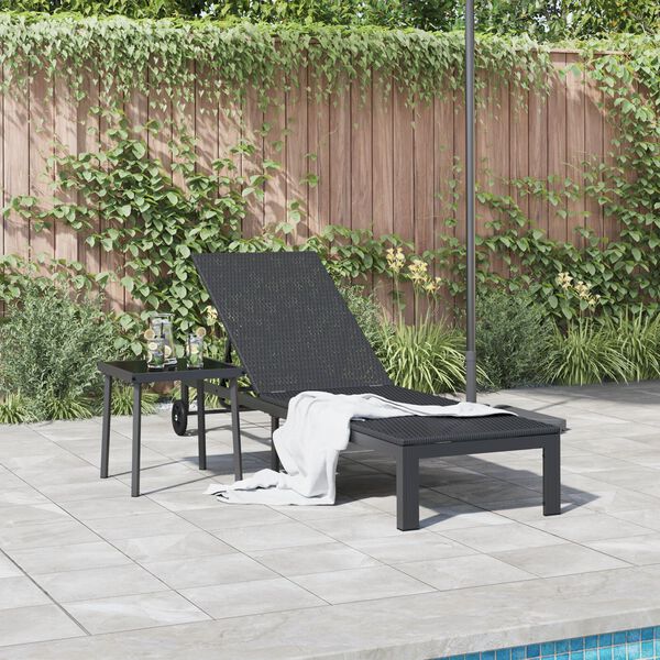 vidaXL Sunbed 1-person Black 60 x 200 x 27cm Poly Rattan