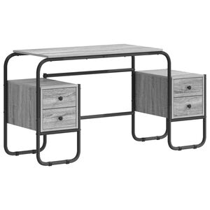 vidaXL Desk with Storage Grey Sonoma 145 x 50 x 75 cm