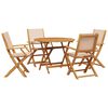 vidaXL 5 Piece Garden Dining Set Beige Fabric and Solid Wood