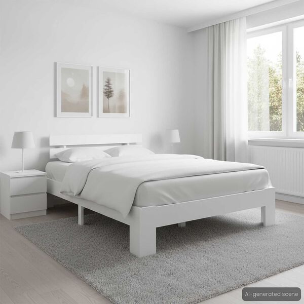 vidaXL Bed Frame without Mattress White 140x200cm Solid Wood Pine