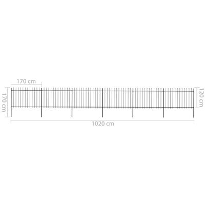 vidaXL Garden Fence with Spear Top Steel 10.2x1.2 m Black
