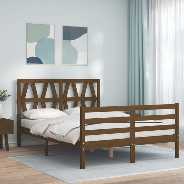 vidaXL Bed Frame without Mattress Honey Brown 140x190 cm Solid Wood