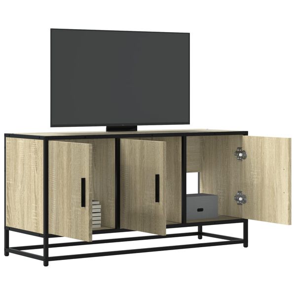 vidaXL TV Cabinet Sonoma Oak 100x35x50 cm Engineered Wood and Metal