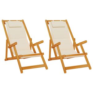 vidaXL Beach Chair 2 pcs Brown Solid Acacia Wood