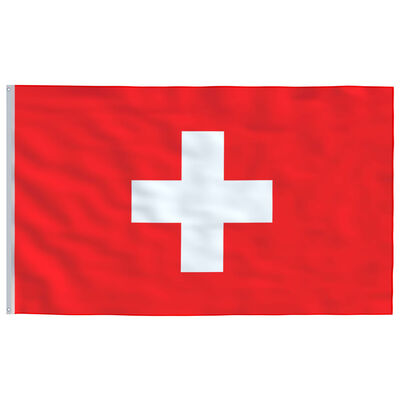 vidaXL Switzerland Flag and Pole 5.55 m Aluminium