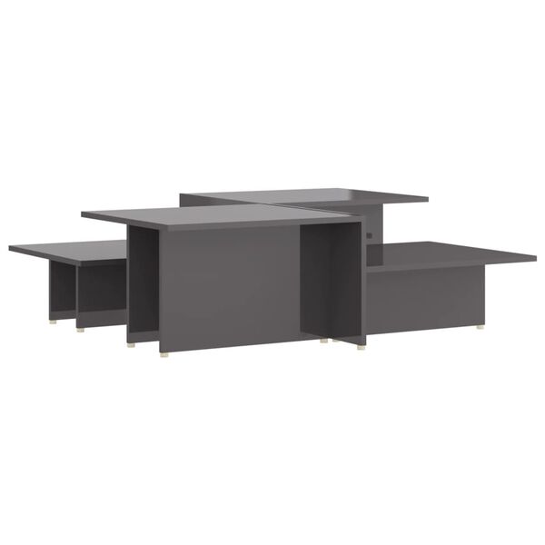 vidaXL Coffee Tables 2 pcs High Gloss Grey 111.5x50x33 cm Engineered Wood