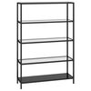 vidaXL Shelf | Black and Transparent | Tempered Glass, Powder-Coated Iron