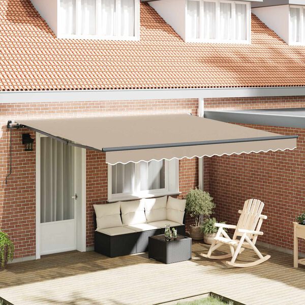 vidaXL Retractable Awning Beige 400 x 300 cm Polyester and Steel