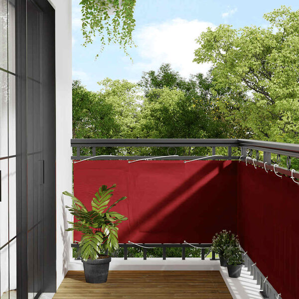 vidaXL Balcony Screen Red 75x700 cm 100% Polyester Oxford