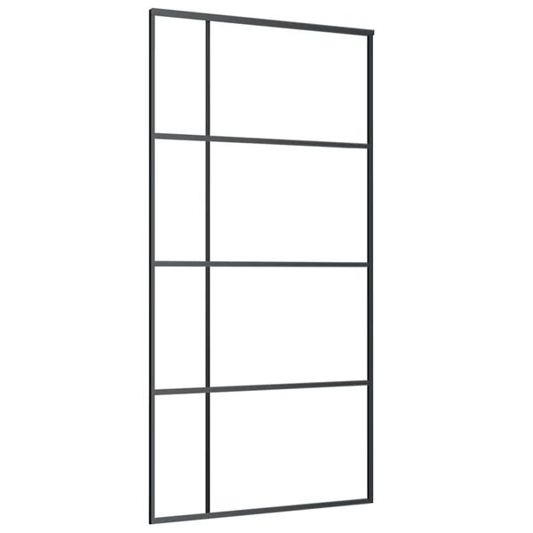vidaXL Sliding Door Frosted ESG Glass and Aluminium 102.5x205 cm Black