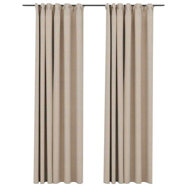 vidaXL Linen-Look Blackout Curtains with Hooks 2 pcs Beige 140x225 cm