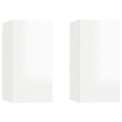 vidaXL TV Cabinets 2 pcs High Gloss White 30.5x30x60 cm Engineered Wood