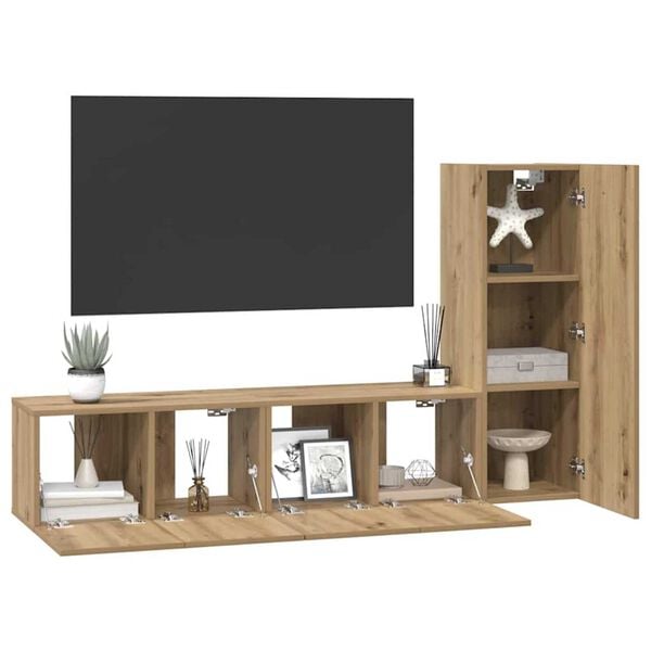 vidaXL TV Cabinet Set Wall-mounted 3 pcs Artisan Oak Engineered Wood